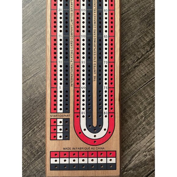 Bicycle 3-Track Color Coded Wooden Cribbage Board Games with pegs - Picture 3 of 7
